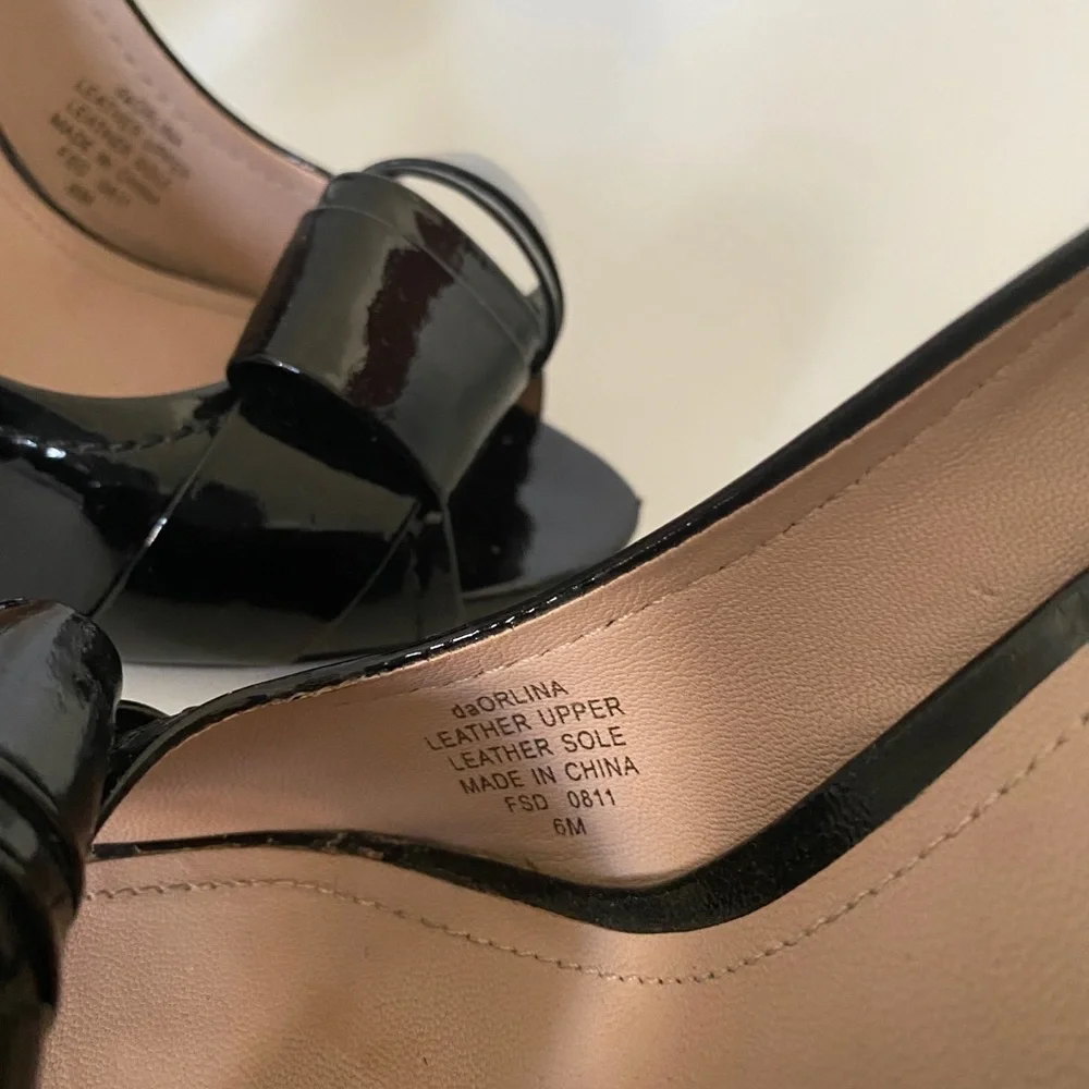 Joan & David Black Open Toe Patent Leather Heel